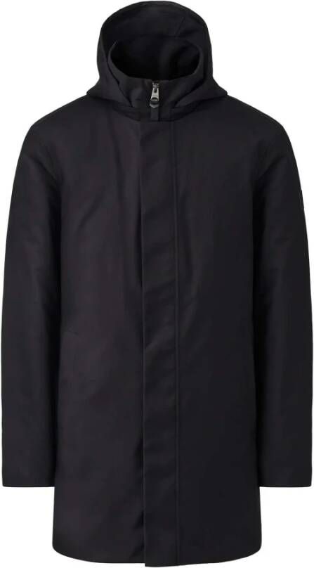 Mackage Marineblauwe Roland Halflange Parka met Afneembare Capuchon Blue Heren