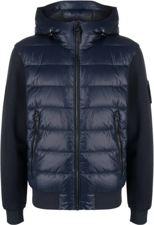 Mackage Marineblauwe Gewatteerde Hoodie Blauw Heren