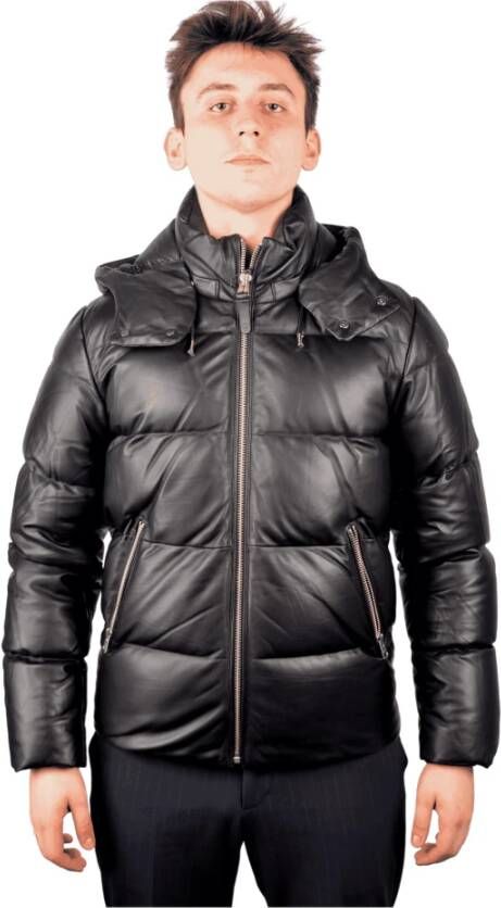 Mackage Noir Leren Gewatteerde Jas Zwart Heren