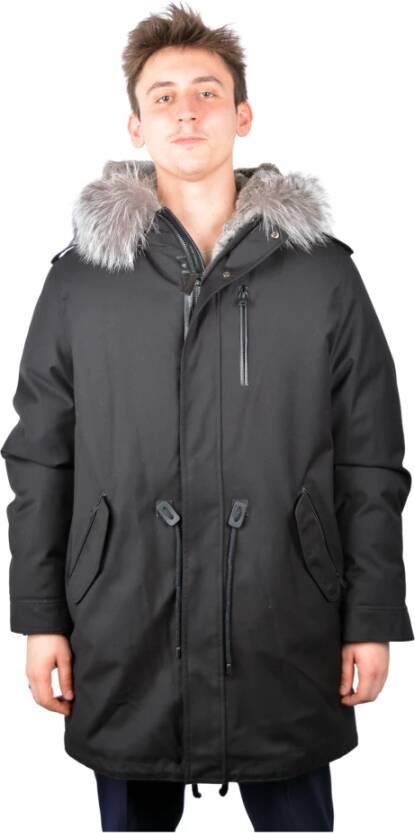 Mackage Wollen parka met verstelbare koorden Zwart Heren
