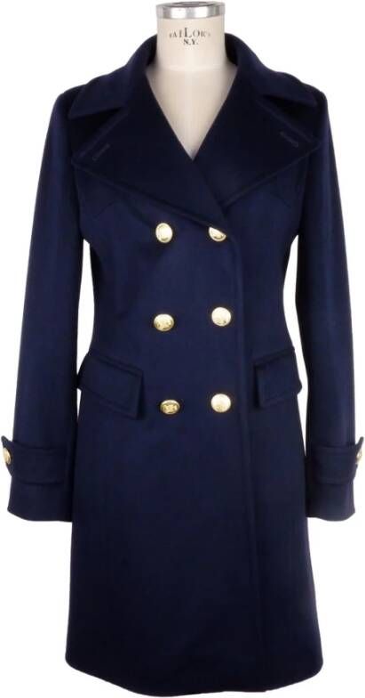 Made in Italia Blue Wool Jackets & Coat Blauw Dames