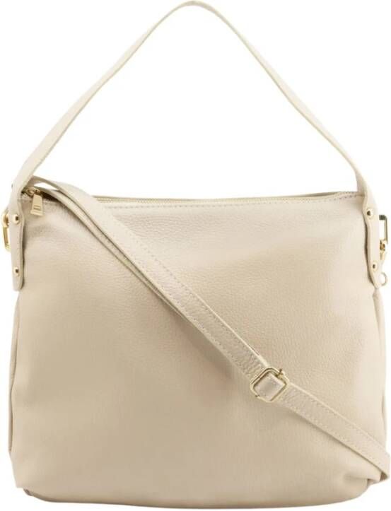 Made in Italia Leren schoudertas met afneembare band White Dames
