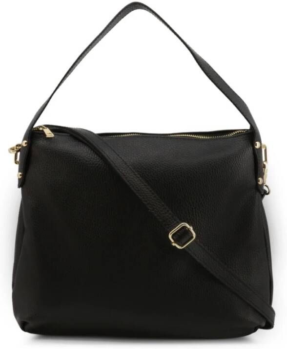 Made in Italia Leren Schoudertas met Afneembare Band Black Dames