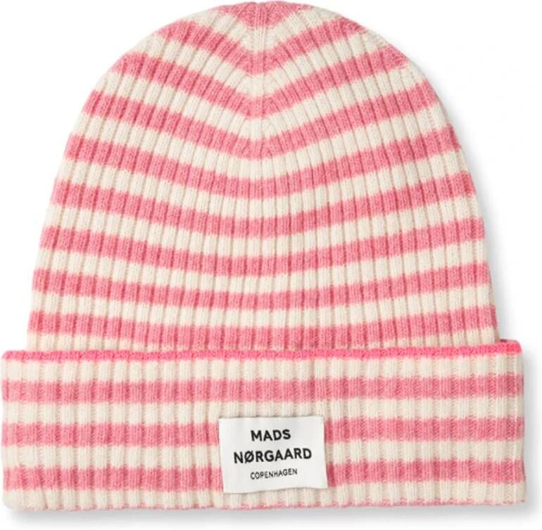 Mads Nørgaard Geribbelde gebreide muts Anju Tilbehør 202836 Begonia Pink Meerkleurig Dames