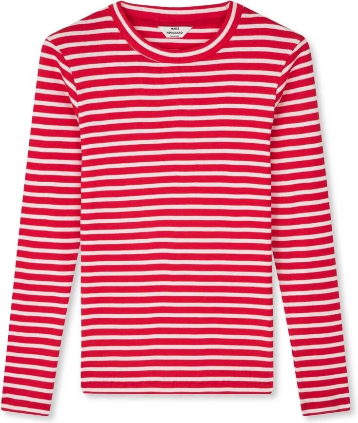 Mads Nørgaard Gestreepte Longsleeve Tee High Risk Rood Wit Red Dames