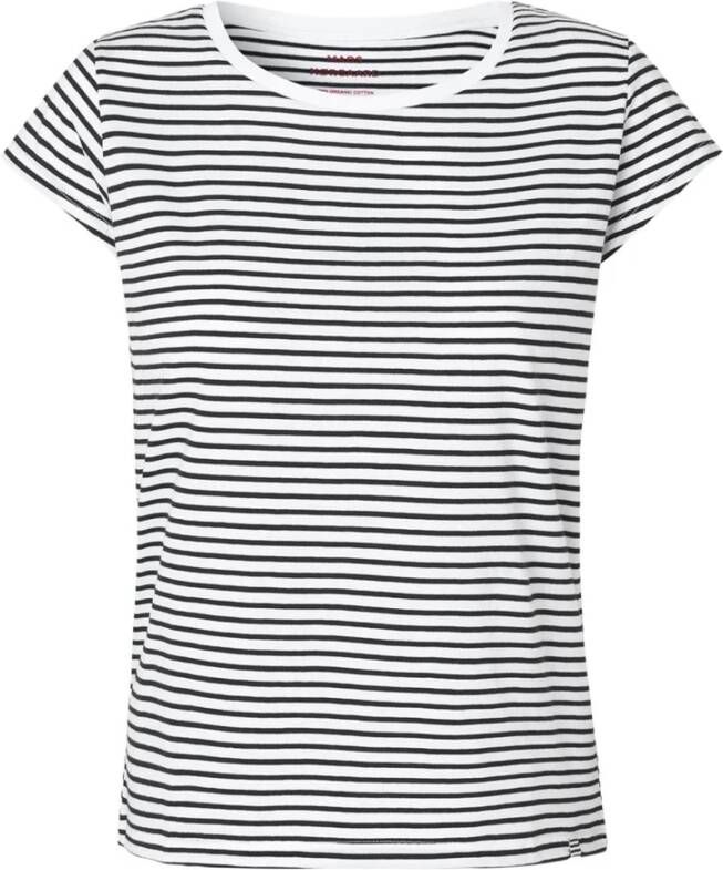 Mads Nørgaard Gestreept Biologisch Katoenen T-Shirt Wit Zwart Multicolor Dames