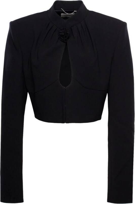 Magda Butrym Kort Jack met Bloemendetails Zwart Dames