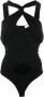 Magda Butrym Twisted Cut-Out Bodysuit Zwart Dames - Thumbnail 1