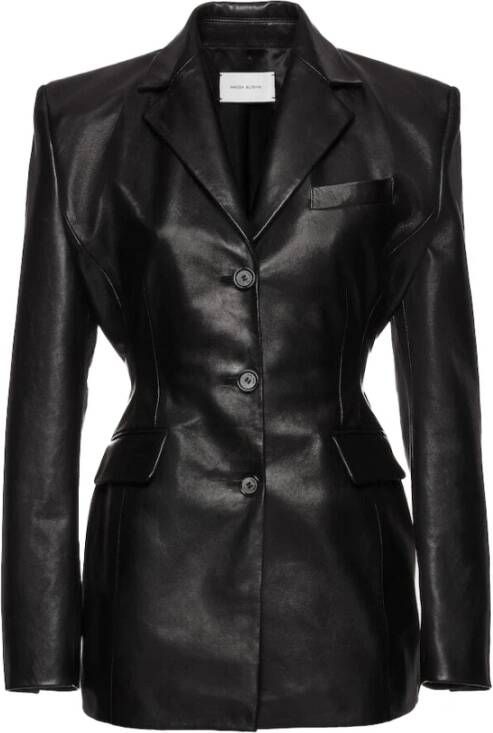 Magda Butrym Zandloper Leren Blazer Zwart Dames