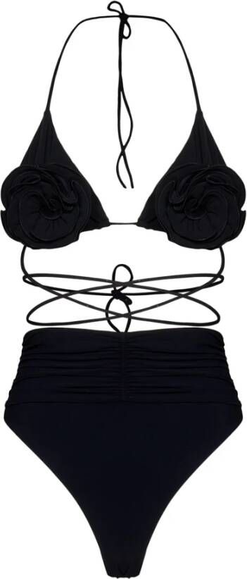 Magda Butrym Zwarte Bloemen Triangle Bikini Aw23 Collectie Zwart Dames