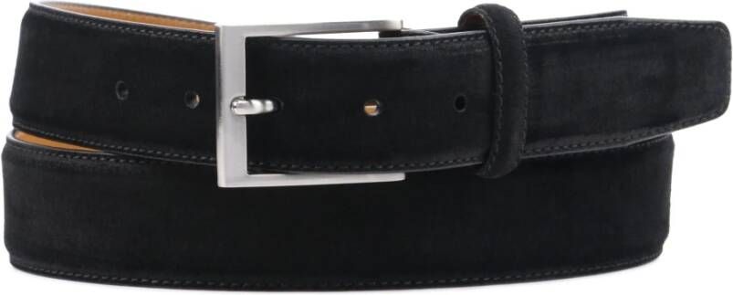 Magnanni Zwarte Suède Riem met Metalen Gesp Black Heren