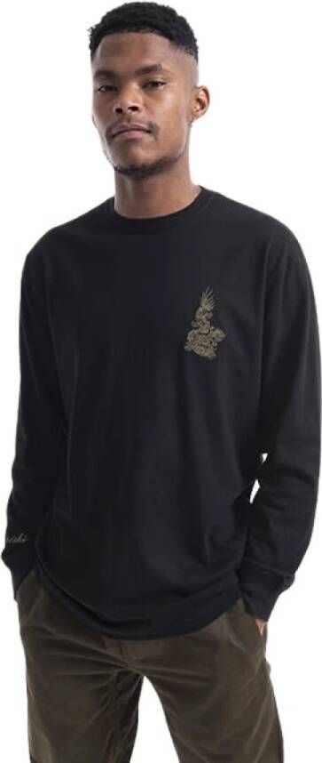 Maharishi Dragon geborduurd Longsleeve T-shirt 3644 Black S Men T-shirt Zwart Heren