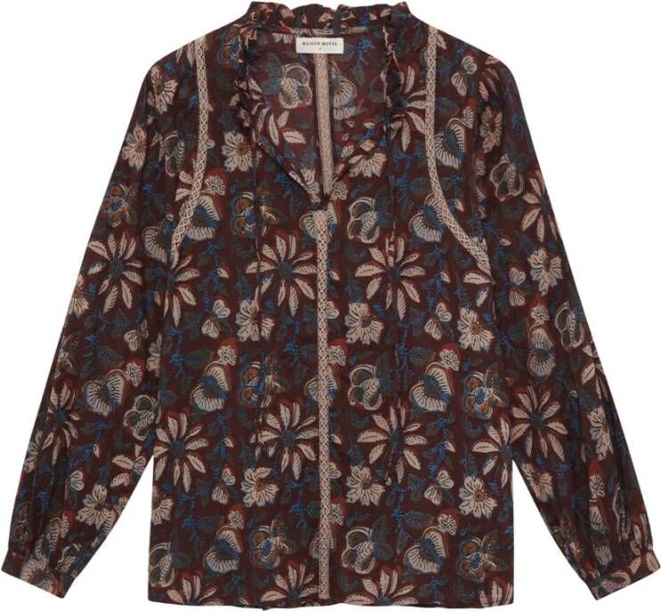 Maison Hotel Lange Mouw Hotel Blouse Brown Dames
