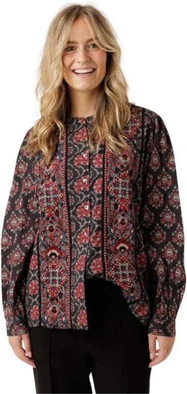 Maison Hotel Blouse met abstracte print en borduurwerk Rood Dames