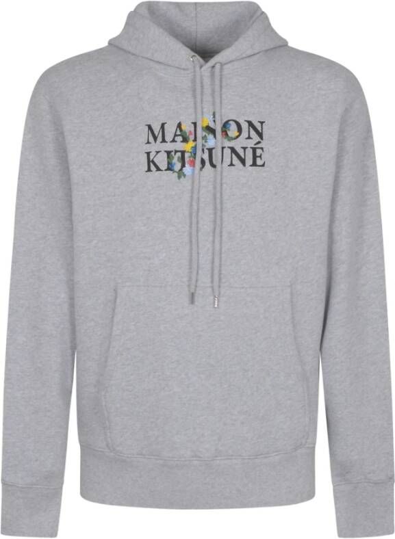 Maison Kitsuné Bloemen Comfort Hoodie Sweaters Gray Heren