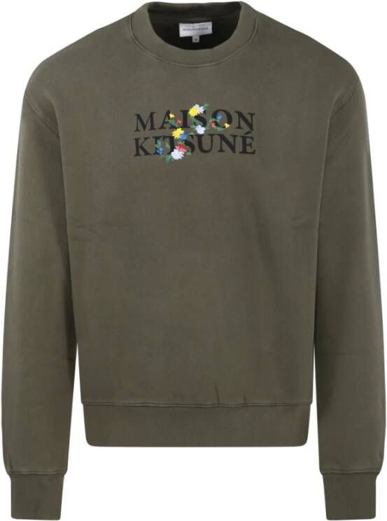 Maison Kitsuné Bloemen Comfort Sweatshirt Groen Heren