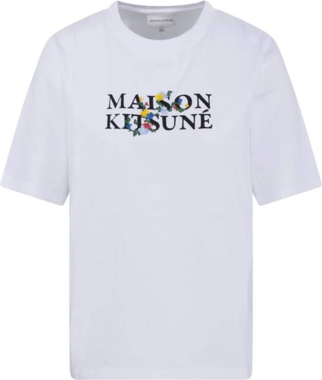 Maison Kitsuné Bloemen Comfort T-shirt Wit Dames