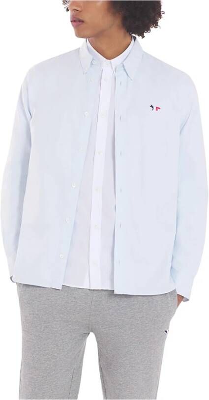 Maison Kitsuné Formeel Overhemd met Tricolor Fox Patch White Heren