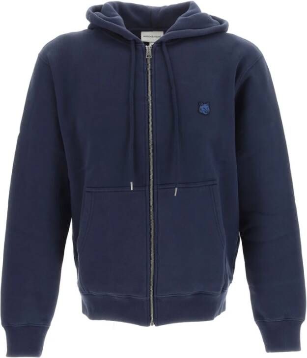 Maison Kitsuné Comfortabele hoodie met vossenkop-patch Blue Heren