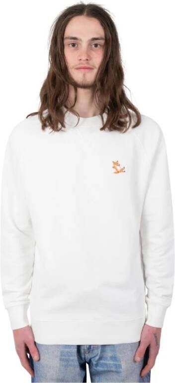 Maison Kitsuné Sweatshirt met logo White Heren