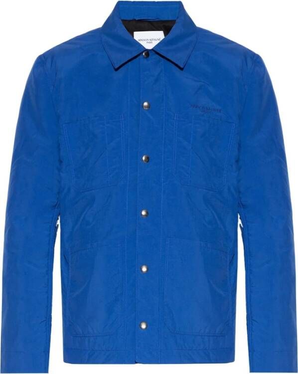 Maison Kitsuné Geïsoleerde jas met logo Blauw Heren