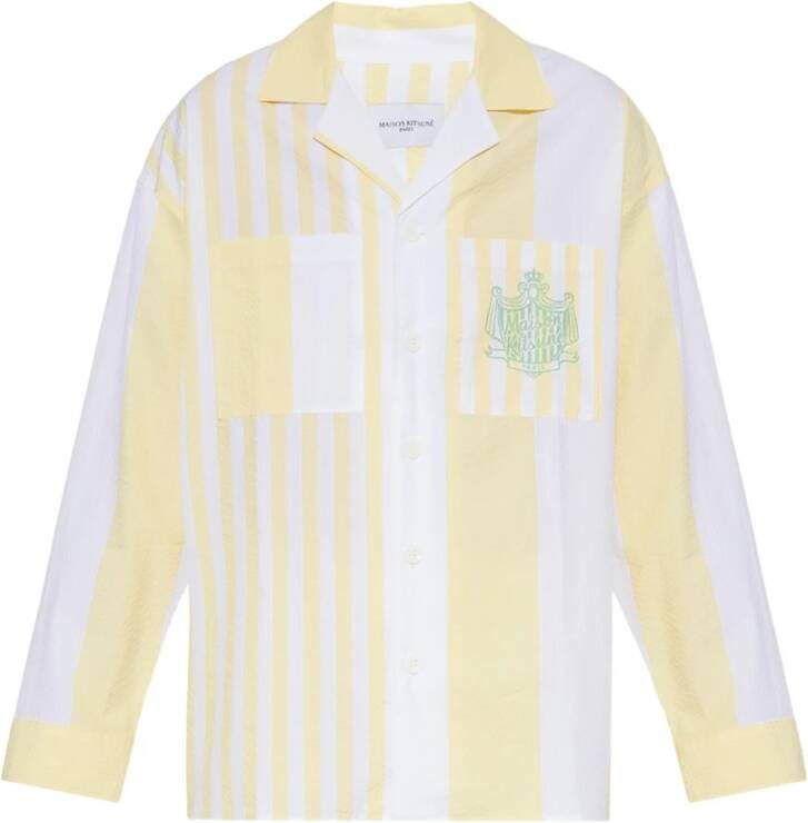 Maison Kitsuné Gestreept shirt Yellow Heren