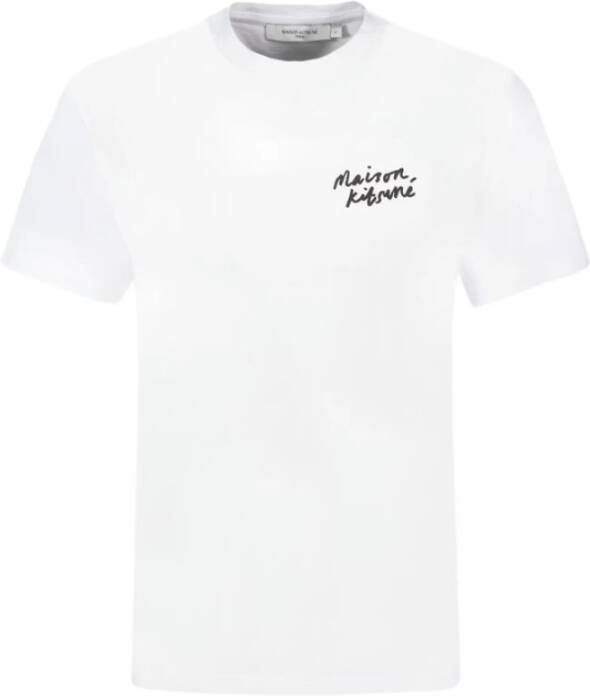 Maison Kitsuné Katoen Polyester Mini Handschrift T-shirt Wit Dames