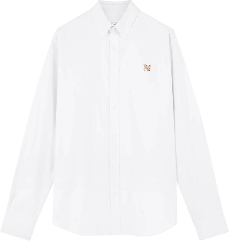 Maison Kitsuné Katoenen shirt met iconische patch White Heren