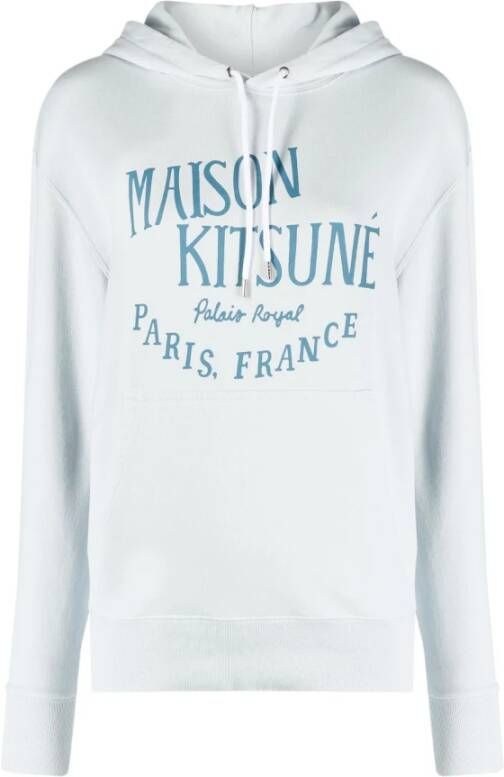 Maison Kitsuné Lichtblauwe Katoenen Sweatshirt met Logo Print Blauw Heren