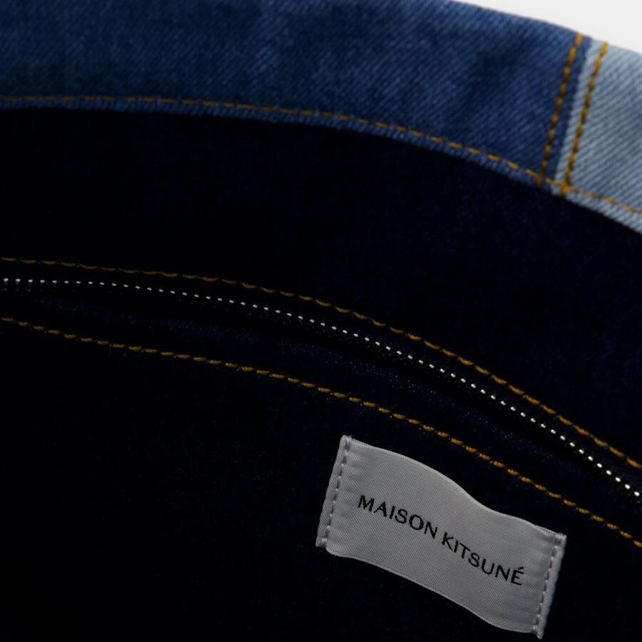 Maison Kitsune Totes & shoppers Fox Head Logo Denim Tote Bag in blauw - Foto 2