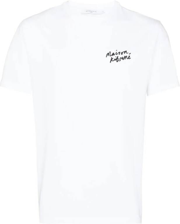 Maison Kitsuné Mini Handwriting Wit T-Shirt Wit Heren