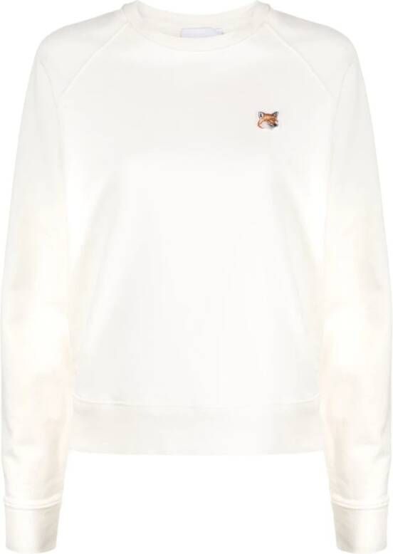 Maison Kitsuné Witte Sweater met Logo Borduursel White Dames