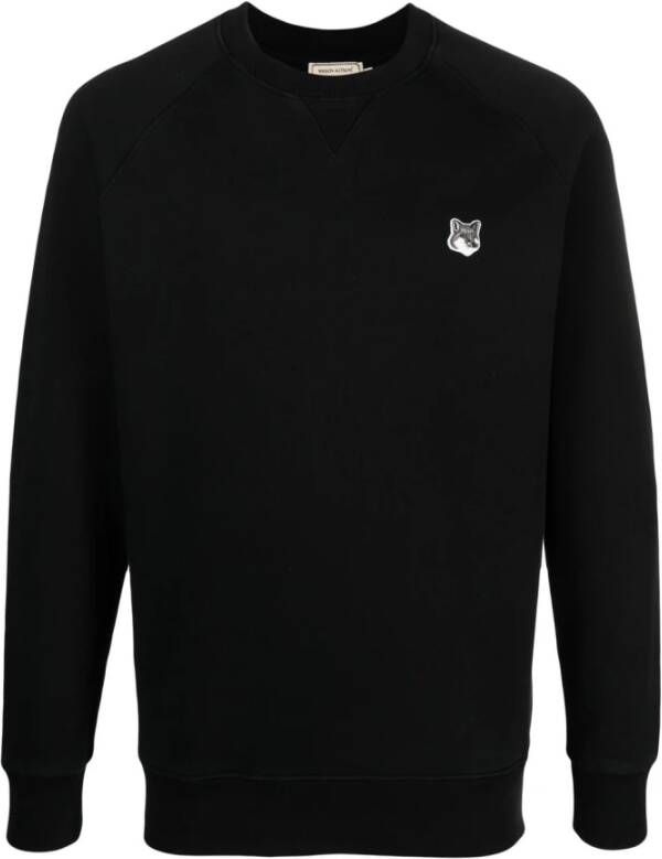 Maison Kitsuné Klassieke Sweatshirt met Grey Fox Head Patch Black Heren