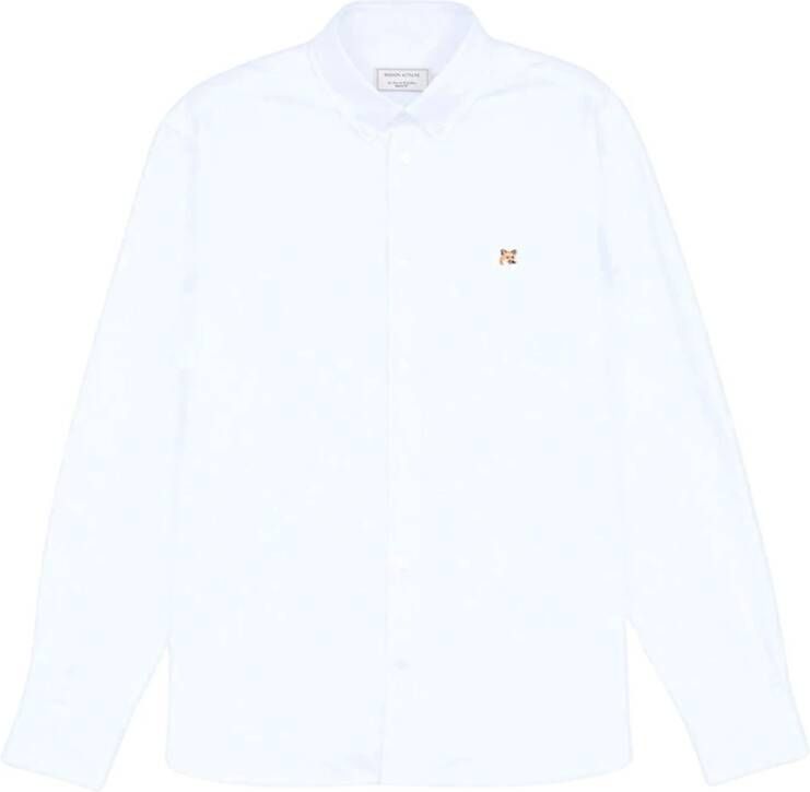 Maison Kitsuné Witte Shirt met Geborduurd Logo White Heren