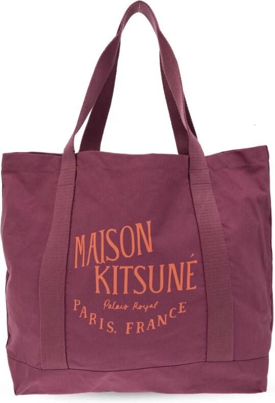 Maison Kitsuné Shopper tas met logo Purple Unisex