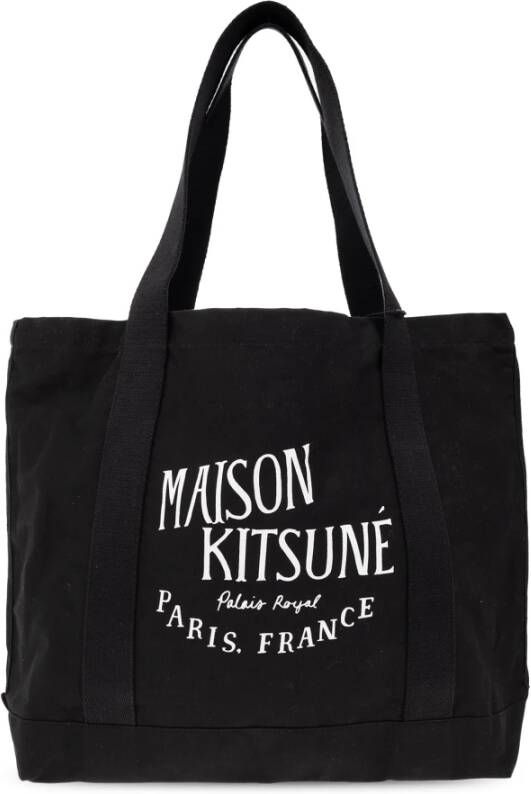 Maison Kitsuné Shopper tas met logo Zwart Unisex