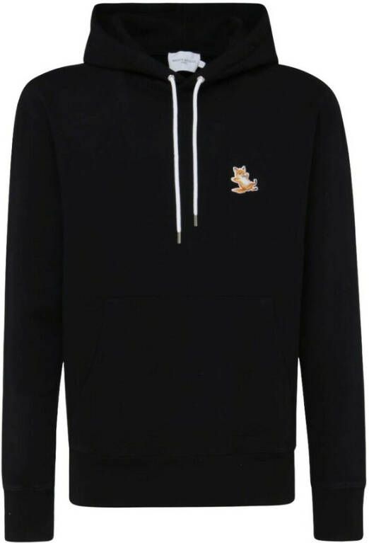 Maison Kitsuné Zwarte Katoenen Fox Patch Hoodie Zwart Heren