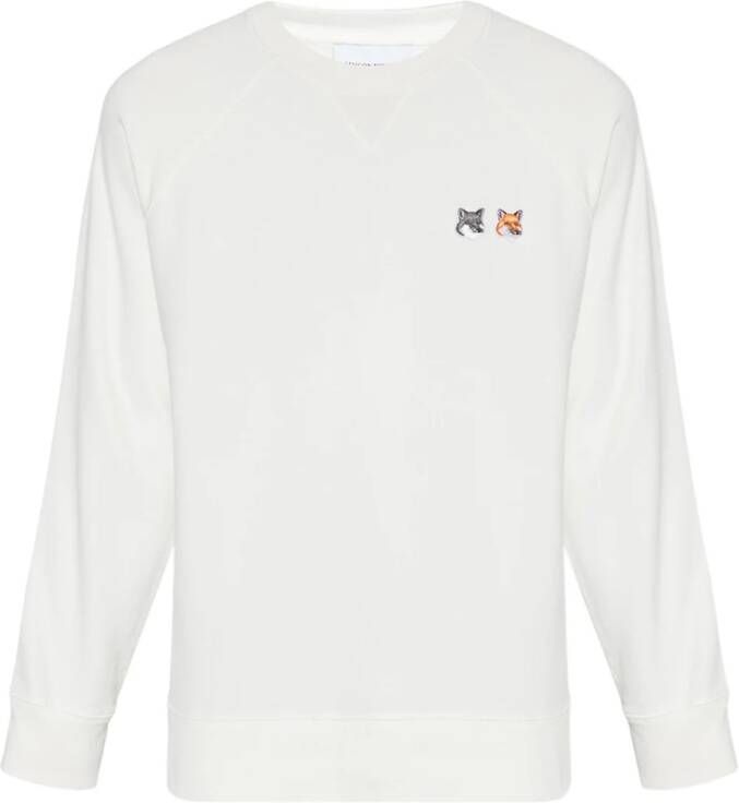 Maison Kitsuné Katoenen Sweatshirt met Dubbel Vossenhoofd Beige Heren