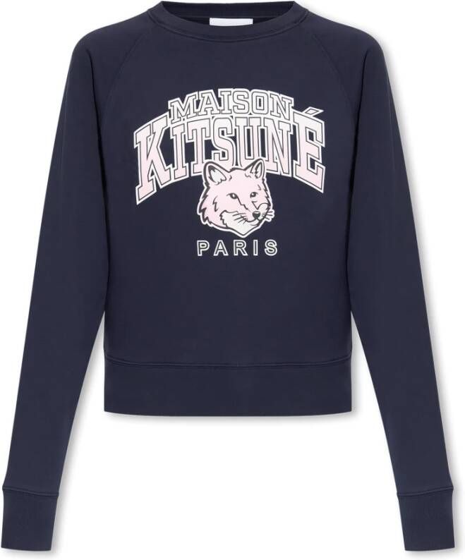 Maison Kitsuné Sweatshirt met logo Blauw Dames