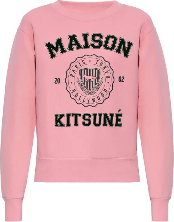 Maison Kitsuné Sweatshirt met logo Roze Dames
