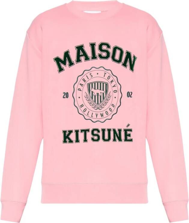 Maison Kitsuné Sweatshirt met logo Roze Heren