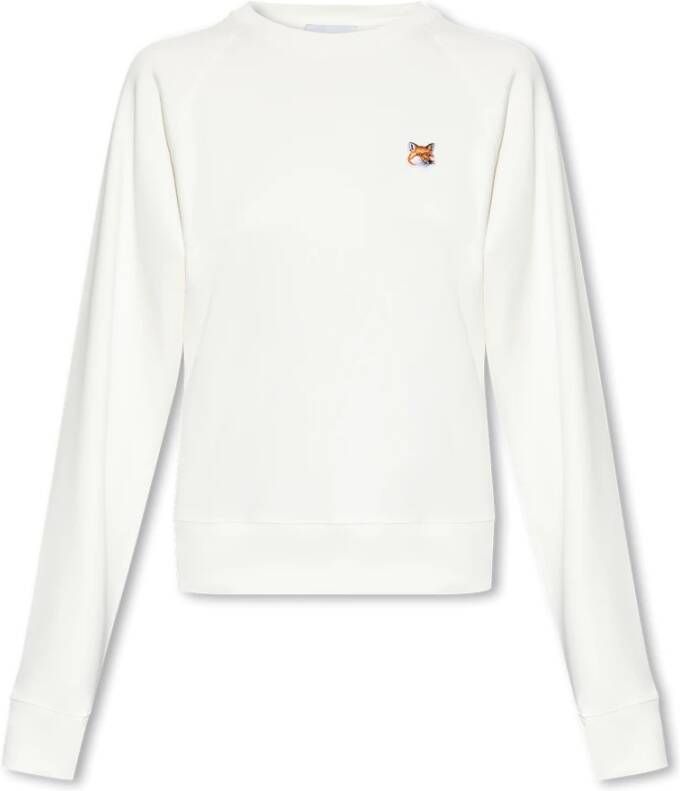 Maison Kitsuné Witte Sweater met Logo Borduursel White Dames