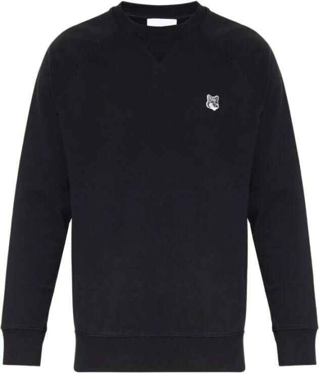 Maison Kitsuné Klassieke Sweatshirt met Grey Fox Head Patch Black Heren