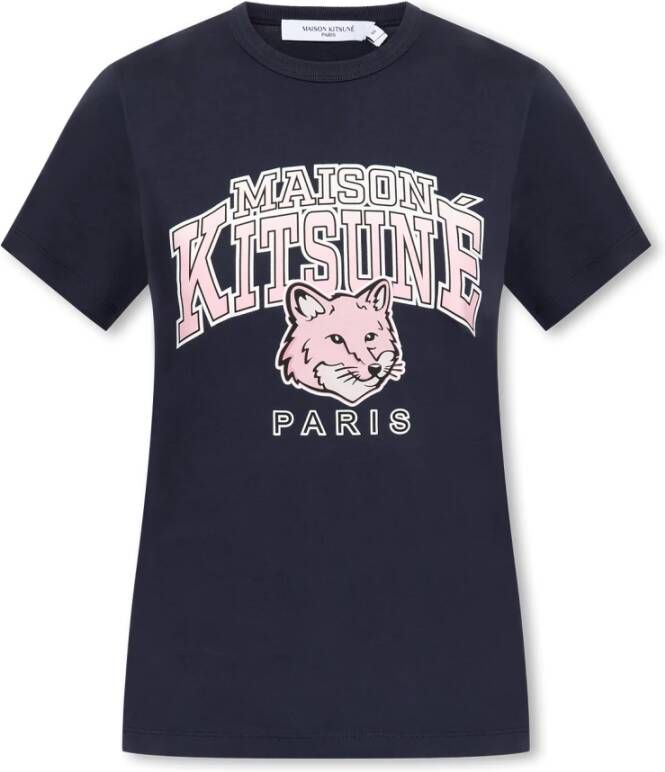 Maison Kitsuné T-shirt met logo Blauw Dames