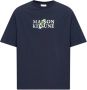 Maison Kitsuné Heren Navy Blauw Katoenen T-Shirt met Geborduurd Logo Blauw Heren - Thumbnail 1