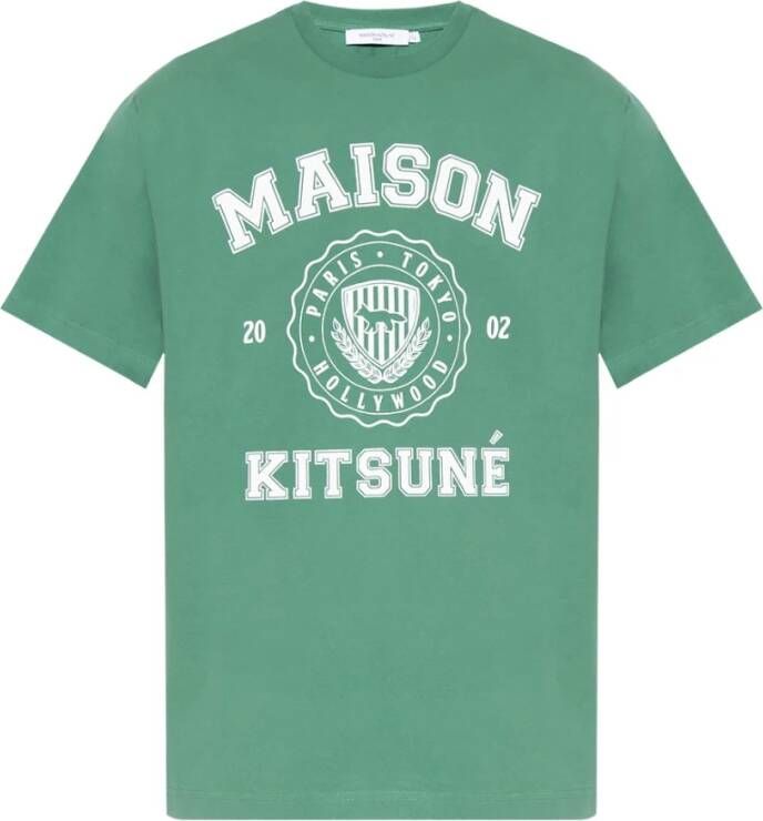 Maison Kitsuné T-shirt met logo Groen Heren
