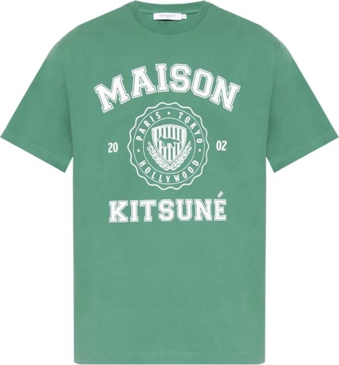 Maison Kitsuné T-shirt met logo Groen Heren