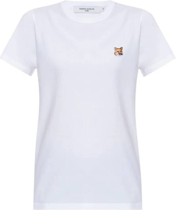 Maison Kitsuné T-shirt met logo Wit Dames