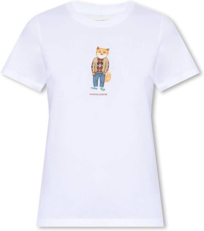 Maison Kitsuné T-shirt met logo White Dames