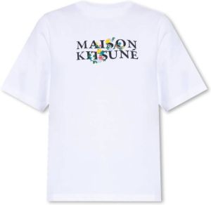 Maison Kitsuné T-shirt met logo Wit Dames